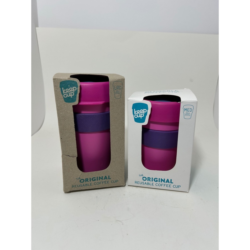 KeepCup The Original Reusable Coffee Cup Set Pink Purple Medium 12oz Large 16oz